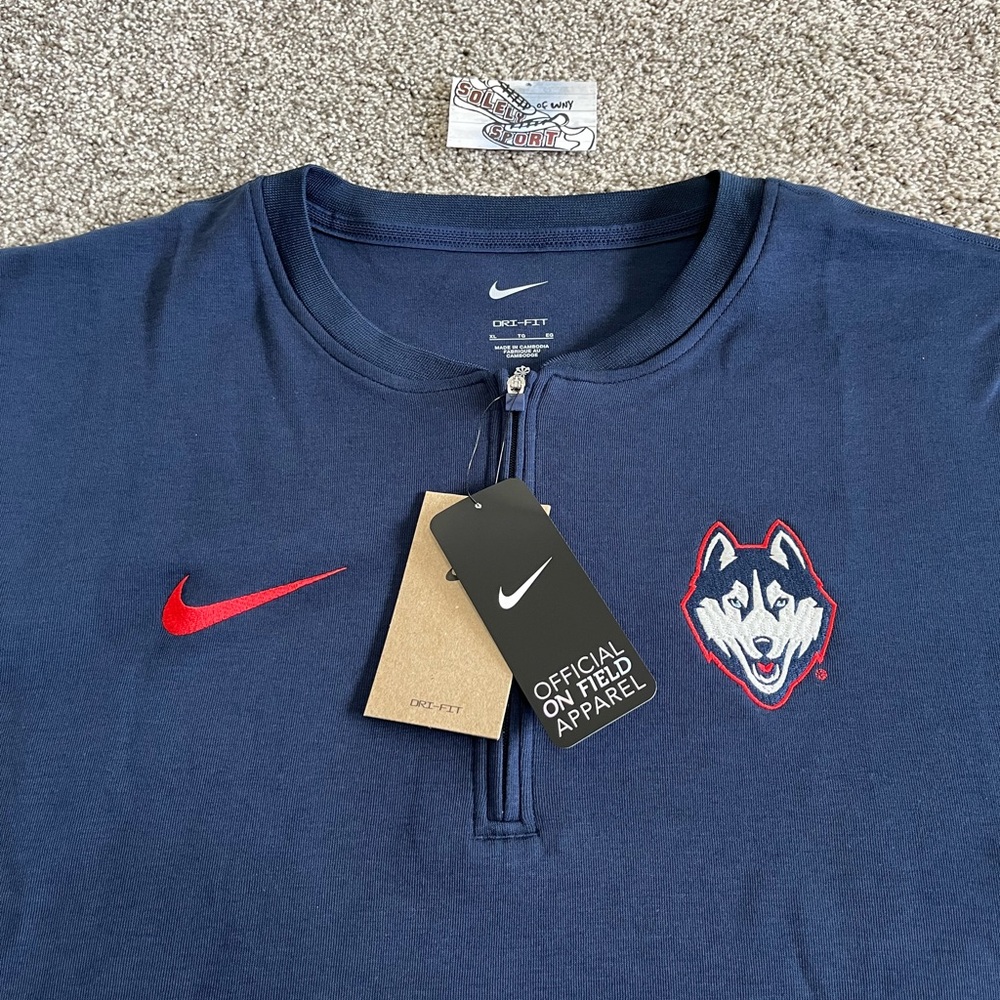 New Nike Dri-Fit Pullover Sweatshirt Jacket UCONN Huskies Blue Red Mens XL